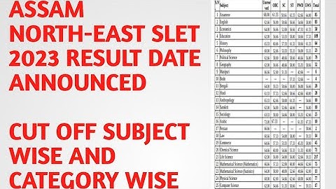 ASSAM NORTH-EAST SLET 2023 RESULT DATE ANNOUNCED// SLET 2023 CUT OFF SUBJECT WISE AND CATEGORY WISE