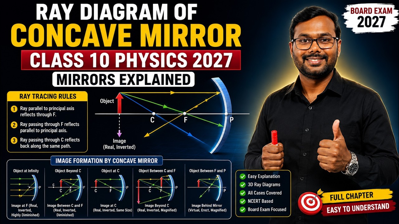 Ray Diagram of Concave Mirror Class 10 Science 2027 | Mirrors Explained ...
