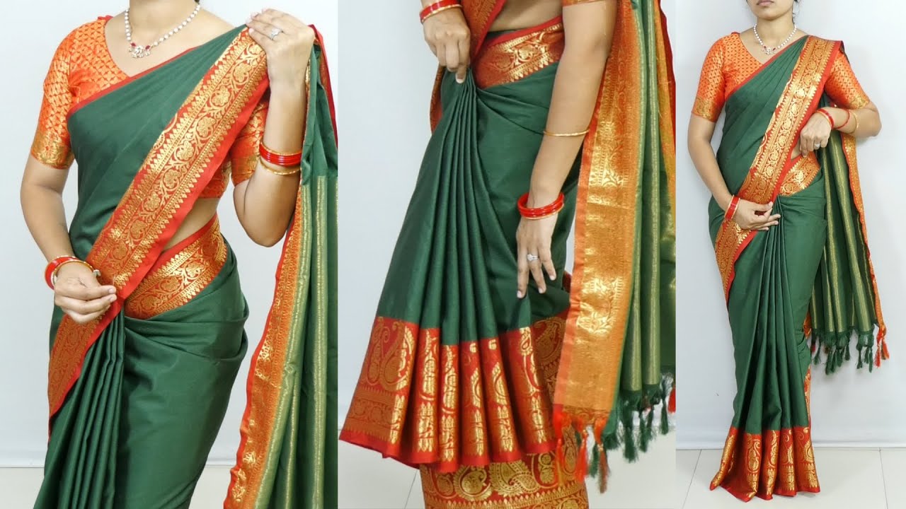 Простой способ задрапировать шелковое сари | Выглядите стройнее и выше благодаря идеальным складк...