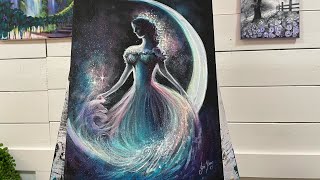 How To Paint “MOON MAIDEN” 🌙#acrylic #painting tutorial