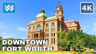 [4K] Downtown Fort Worth, Texas USA  Virtual Walking Tour & Travel Guide  Binaural City Sounds