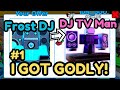 I got godly  frost dj to dj tv man trading challenge in toilet tower defense roblox