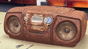 Restoration Abandoned 1979 SHARP Vintage Stereo Radio Cassette Sound System and Speakers … Until Now