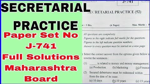 12th Secretarial Practice Paper 2022 Set No J741 Full Solutions