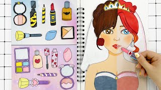 [🐾paper diy🐾] Bridal MAKE UP 💄 Enid and Wednesday #2 🌈 놀이 종이 | ASMR| 블라인드 백 언박싱