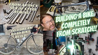 BUILDING A CUSTOM STEEL BICYCLE FROM SCRATCH! Fillet brazing a bare tubeset and complete assembly!