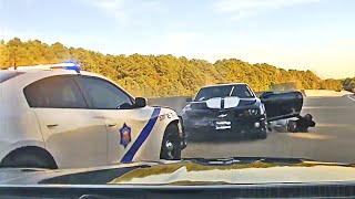 Arkansas State Trooper Hits Suspect's Car During High Speed Chase