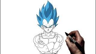 How to Draw Vegeta (SSJ blue) | Step By Step | Dragonball