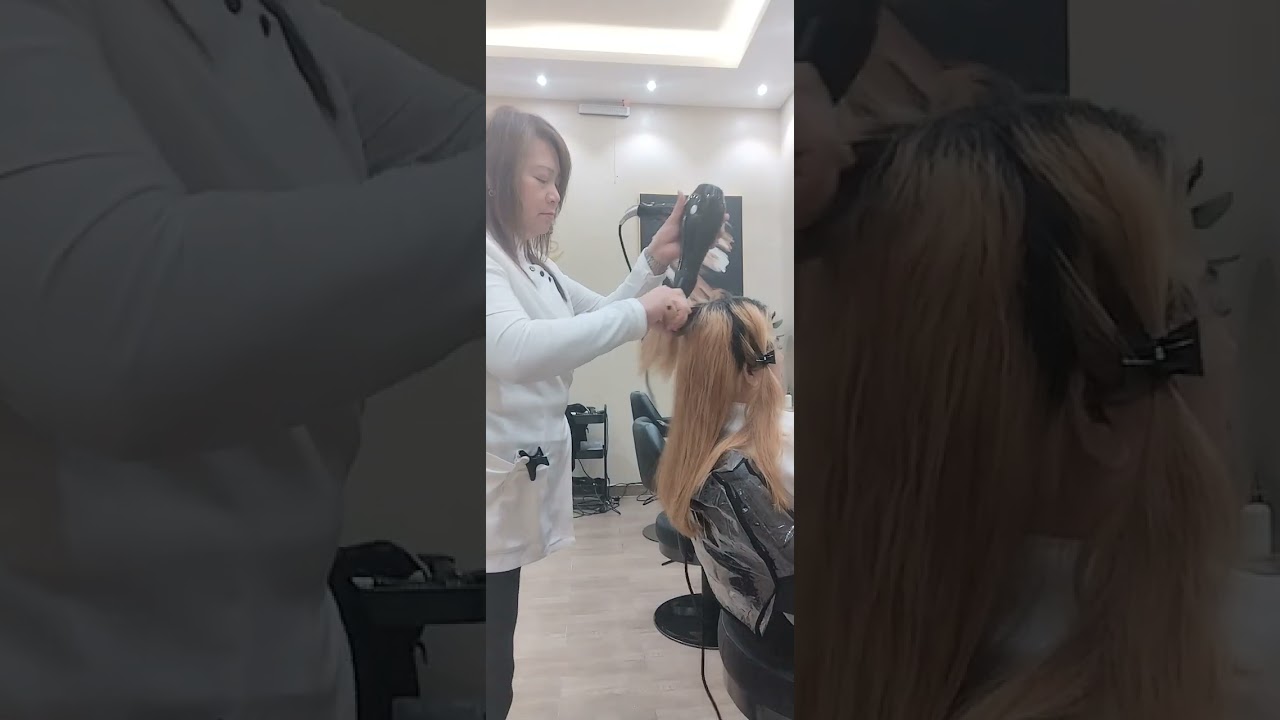 Very light blonde hair color and blow dry...# Lerma Cabungason #vlogs #Youtube.. 