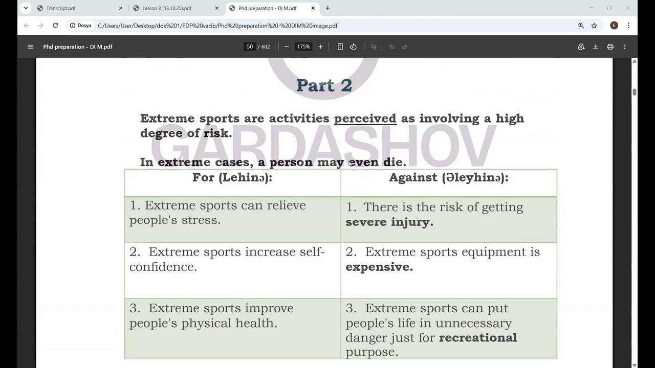 Doktorantura Speaking Part 2 – Tam İzah