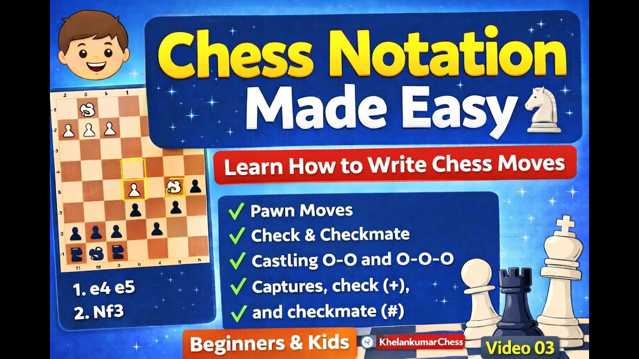 Video:3 |Chess Notation Made Easy ♟️ | How to Read & Write Chess Moves (Beginners & Kids)
