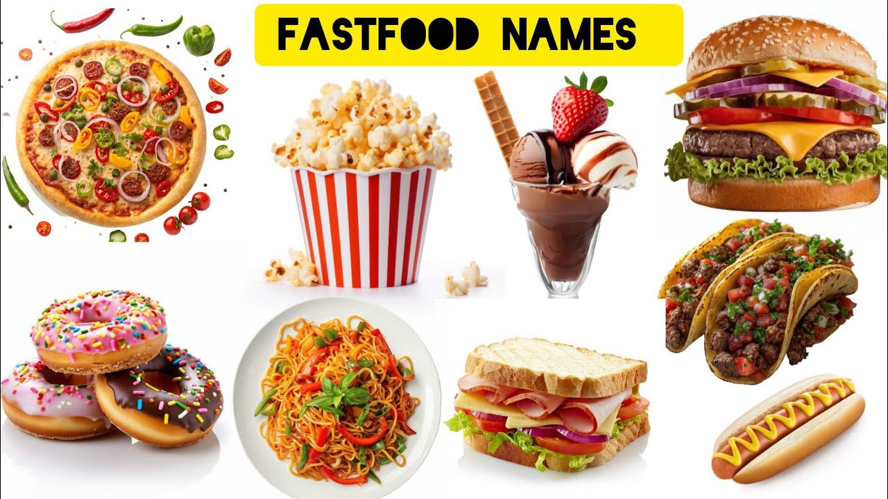 20 Fast Food Names For Kids | English Vocabulary Learning Video For Toddlers And Preschoolers |