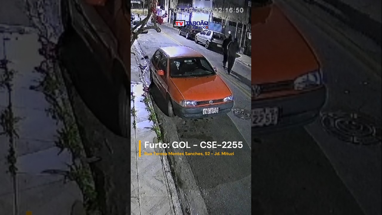 Bandidos furtam veículo em Taboão da Serra em menos de 1 minuto.