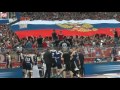 Братья Сербы разворачивают флаг России и поют Катюшу на игре с командой из Уркаины