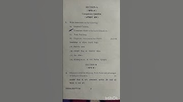 Inclusive School || B.Ed. | 4th semester || Previous year question paper 2024 #hpu