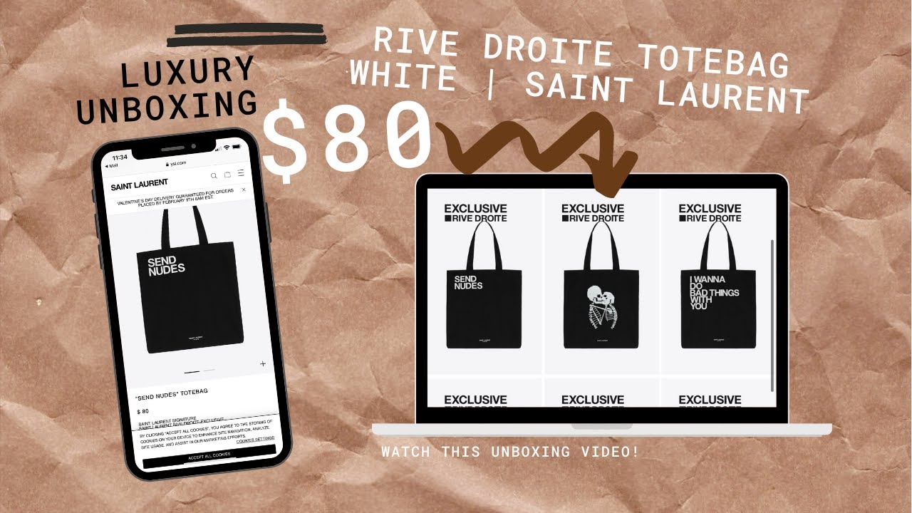 $65.00 Saint Laurent Rive Droite Tote Bag Unboxing + Baddie on a