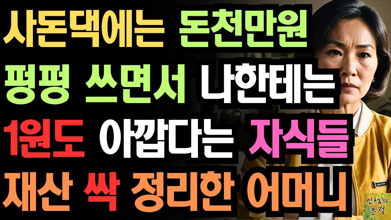 Outline Video 사돈댁에는 돈천만원 펑펑쓰면서 나한테는 1원도 아깝다는 자식 재산 싹 정리하고 복수한 어느 어머니