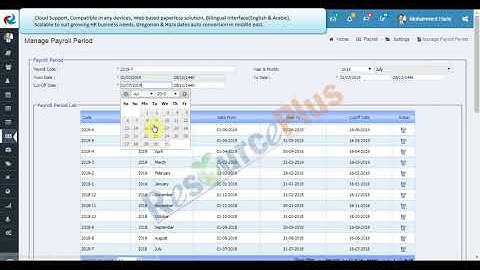 How to create or manage payroll period in ResourcePlus HRMS application?