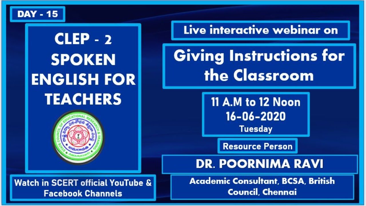 DAY 15  CLEP 2 SPOKEN ENGLISH FOR TEACHERS SERIES  BY SCERT, AP