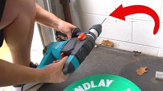 Hammer Drill with tons of Power and attachments easily drills into concrete