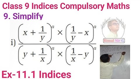 9i) Simplify class 9 Indices ex-11.1 Compulsory Maths Vedanta publication solutions