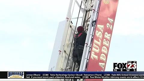 Video: Tulsa firefighter hopefuls participate in cadet ladder climb