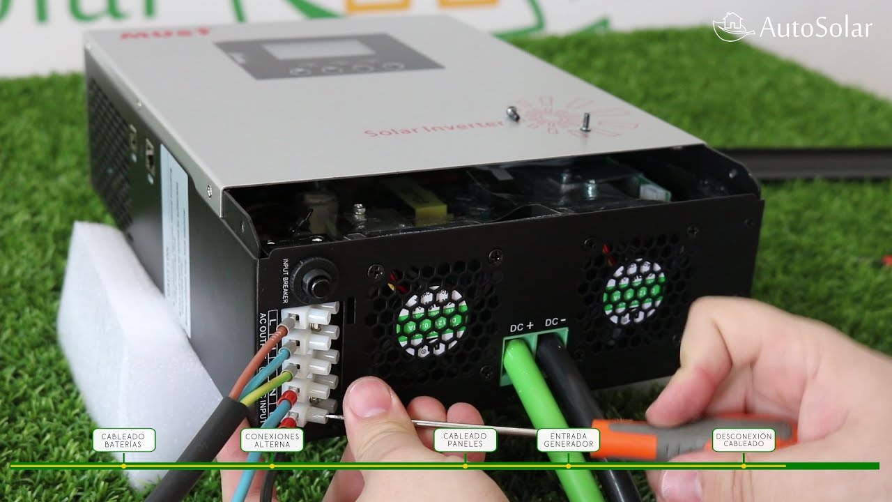 Inversor 1000W 12V PWM 50A Must Solar | Conexión cableado