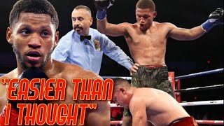 Brian Norman Jr reacts to his Brutal 10th RD TKO victory over Giovanni Santillan