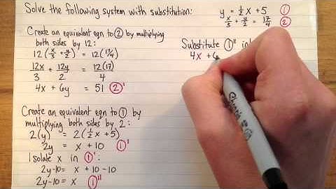 Solving a linear system (with fractional coefficients) with substitution
