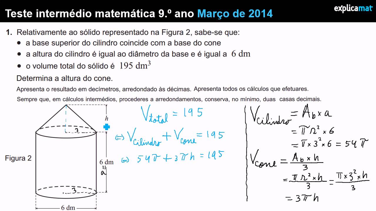 Volumes E Áreas Teste Intermédio 9º Ano Youtube