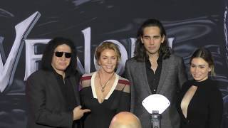 Gene Simmons, Shannon Tweed, Nick Simmons and Sophie Simmons attend the premiere of Venom at Regency