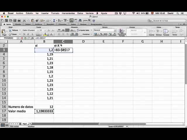 Calcular desviación estandar excel