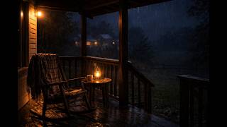 Heavy Night Rain on a Quiet Porch | Deep Relaxing Rain Sounds