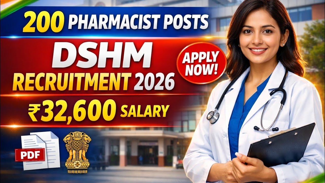 DSHM Pharmacist Recruitment 2026 🔥 200 Government Pharmacist Job Vacancy |