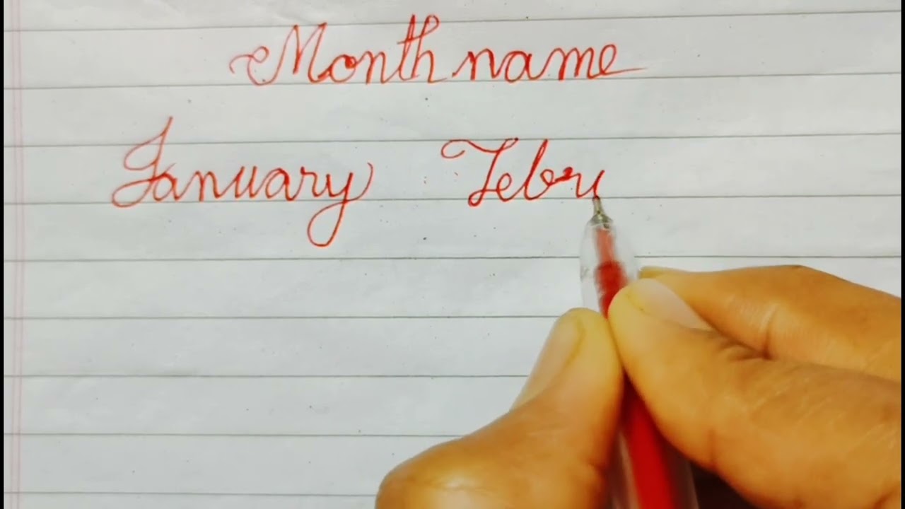 Month name writing in cursive handwriting practice