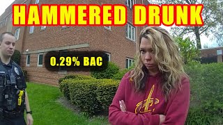 Bodycam DUI Arrest - Drunk Woman Found Passed Out in Her Car Blows 0.29% BAC