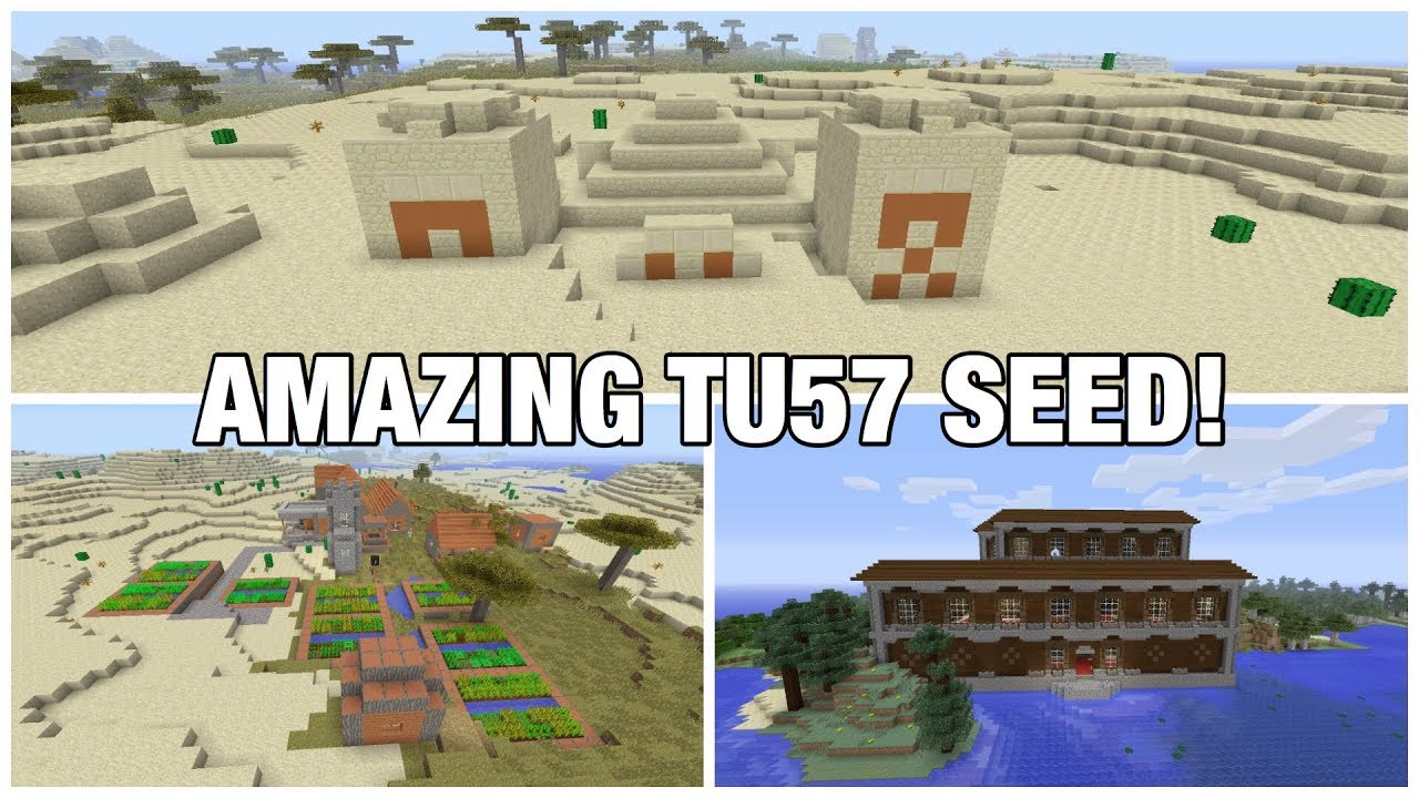 Minecraft PERFECT TU57 SEED w/ 8 Villages 2 Desert Temple (PS4/3