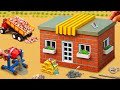 DIY Mini Tractor Builds Brick &amp; Railing Decorated House | Fun Construction Science Project