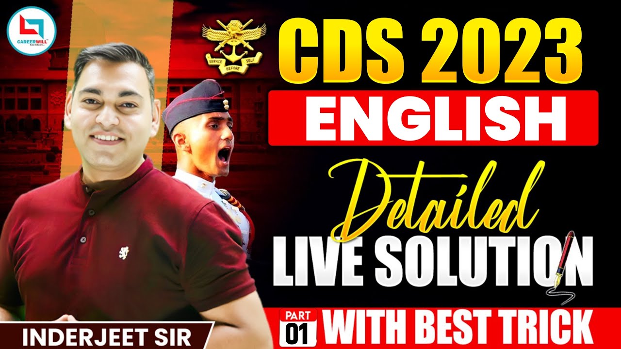 CDS English 2023 | Part-01 | English Detailed Live Solutions | By Inderjeet Sir 