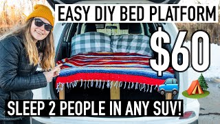 How to build a bed in a SUV! EASY DIY SUV Bed Platform that sleeps 2 for $60  RAV 4 CAR CAMPER