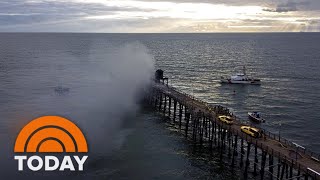 Massive fire burns historic pier in California