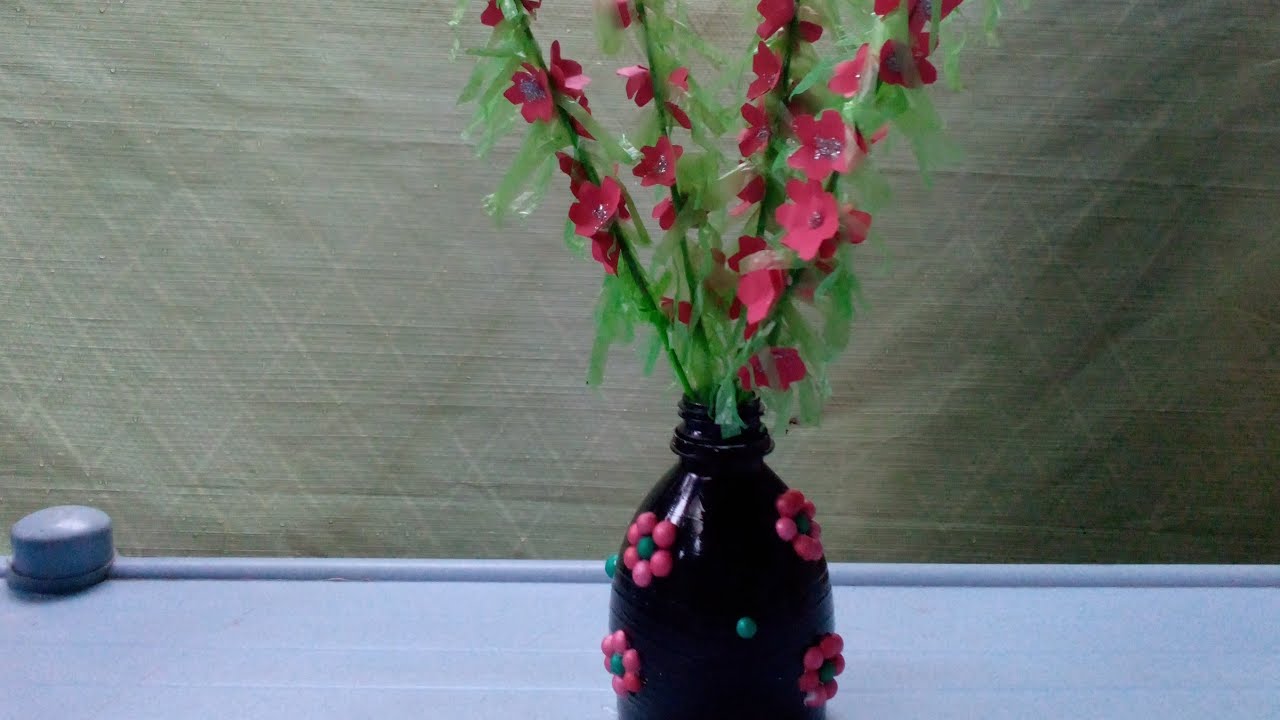 plastic cover Flower making/plastic bottle vase/waste plastic craft