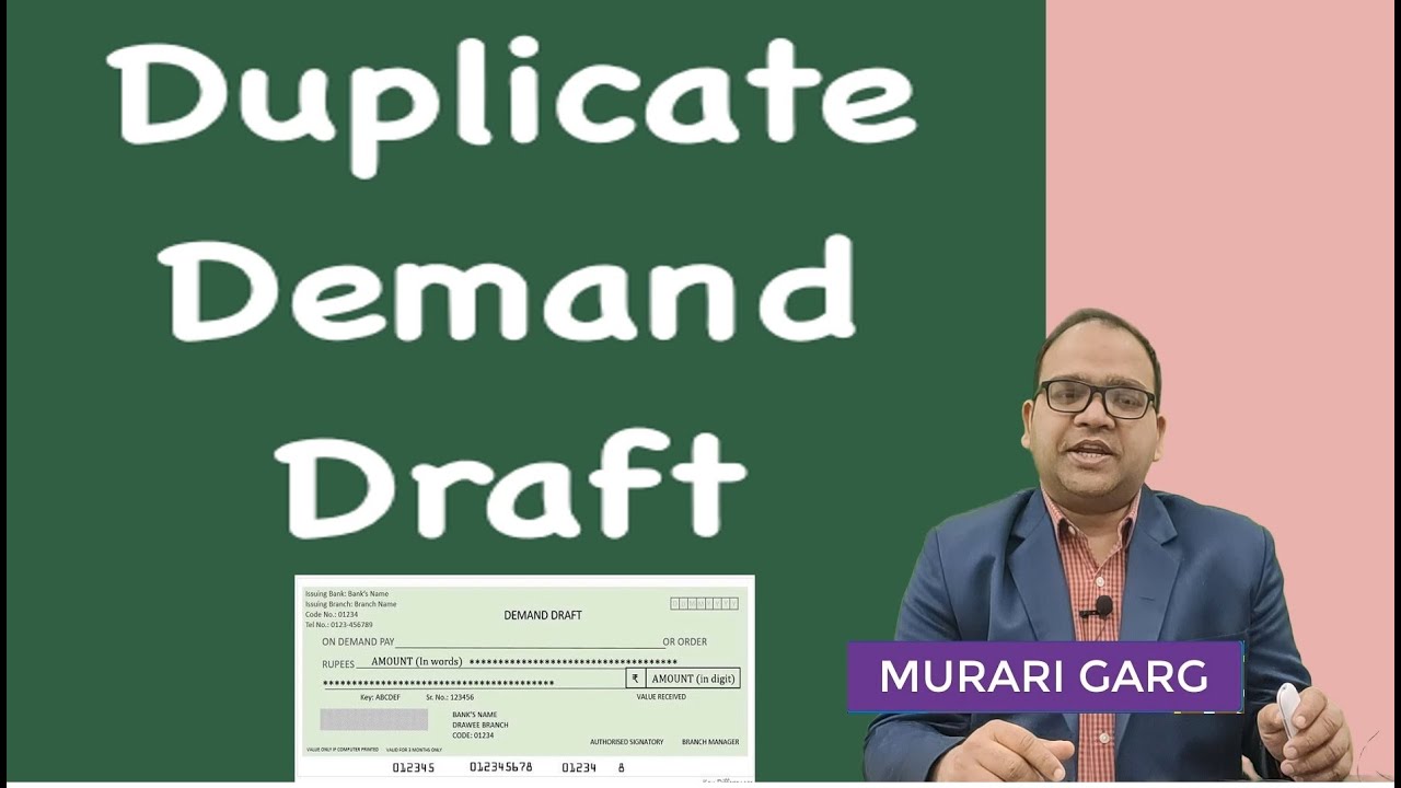 Process for Issueing Duplicate Demand Draft DD or Inter office Intstrument IOI
