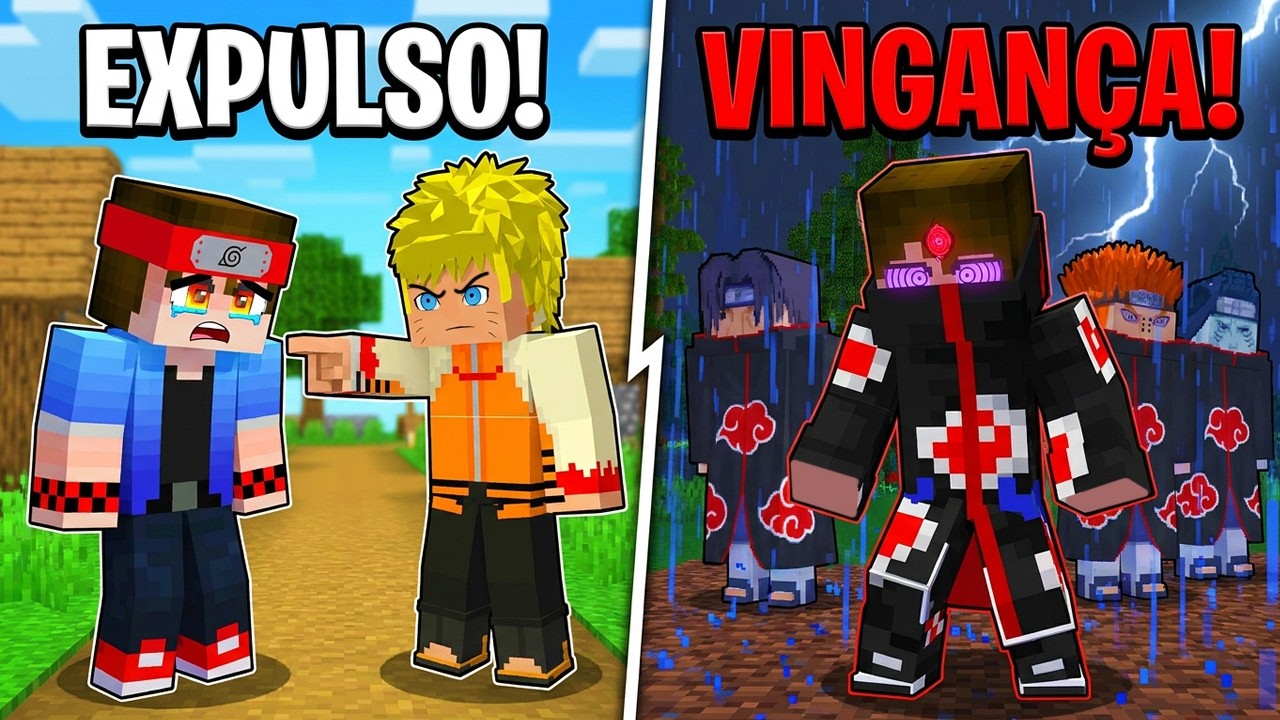 FUI EXPULSO da VILA DA FOLHA e CRIEI a MINHA PRÓPRIA AKATSUKI no NARUTO Minecraft !
