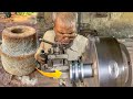 Amazing Production of making V-belt Pully from Old iron | Hard working old man manufacture Pully