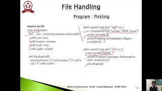 File Handling Pickling and Unpickling screenshot 2