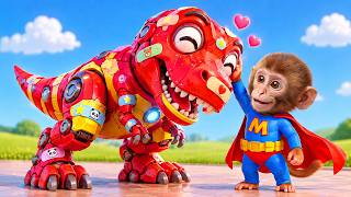 Superhero Song | Superhero Monkey Saves T-rex Robot in the Park | Nursery Rhymes & Kids Songs