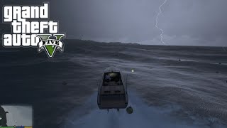 GTA V - ลองเปลี่ยนมาขับเรือเล่นๆ ในยามฝนตกพายุเข้า