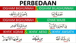 THE DIFFERENCE BETWEEN IDGHAM BIGHUNNAH, IDGHAM BILAGHUNNAH, IZHAR WAJIB, AND IKHFA'