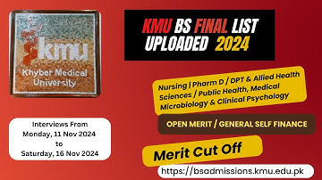 KMU BS Final Merit List 2024 displayed | Nursing | Pharm D | DPT | AHS | Paramedics | Public Health